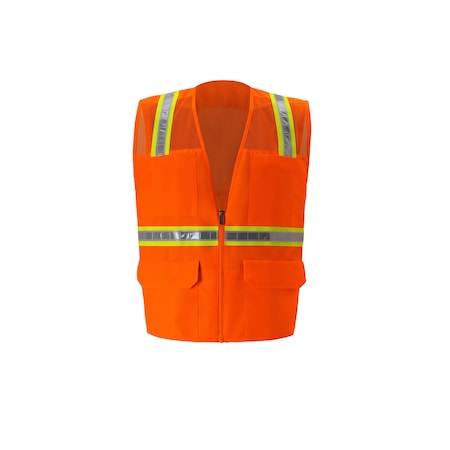 2W International Hi-Vis Safety Vest XL H Back, , Zipper 6 Pockets 8038-M XL